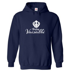 Happy Vaisakhi Khanda Sikh Spring Family Festival Print Unisex Kids & Adult Pullover Hoodie									